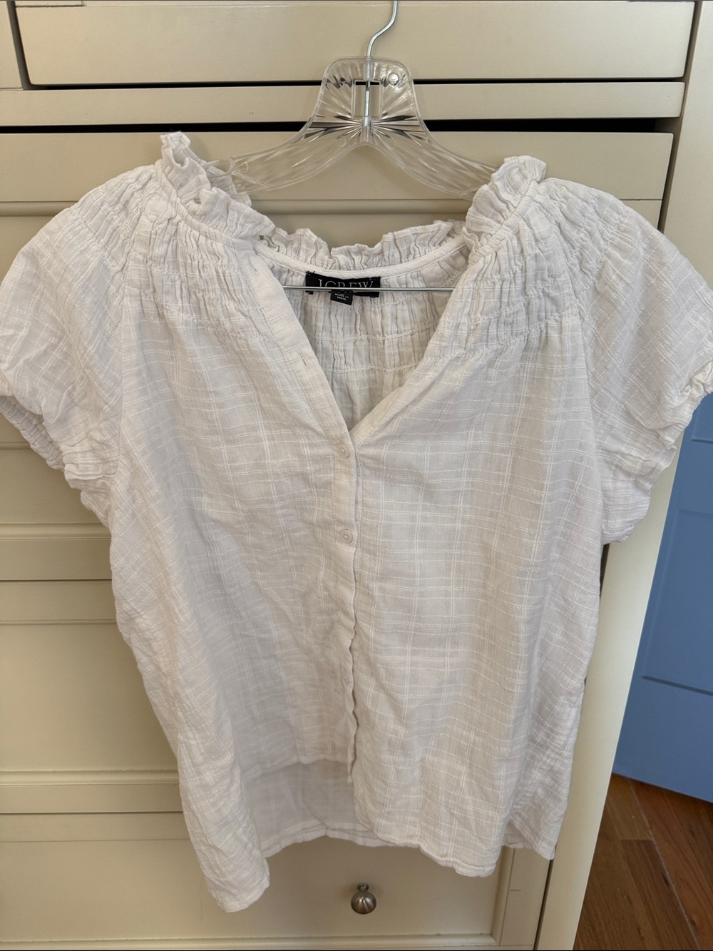 J. Crew White Textured Gauze Button-Front Blouse